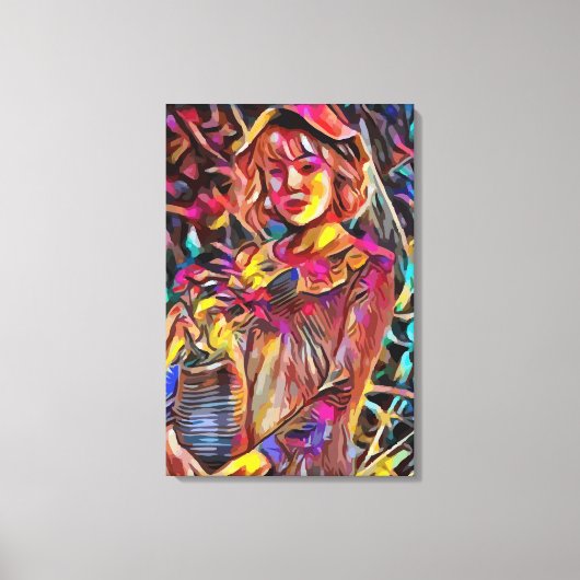 Vrouw met bloemen canvas afdruk (Voorkant)