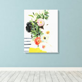 Vrouw met bloemen canvas afdruk (Insitu (Houten vloer))