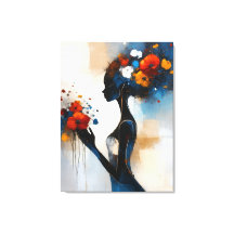 Vrouw met bloemen canvasprint
