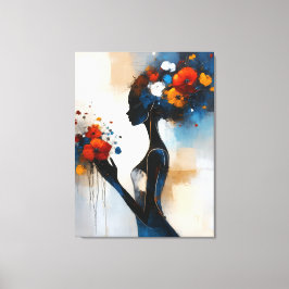 Vrouw met bloemen canvasprint canvas afdruk