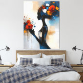 Vrouw met bloemen canvasprint canvas afdruk (Insitu (Slaapkamer))
