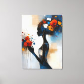 Vrouw met bloemen canvasprint canvas afdruk (Voorkant)