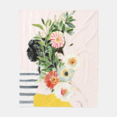 Vrouw met bloemen fleece deken (Voorkant)