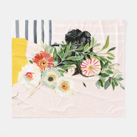 Vrouw met bloemen fleece deken (Voorkant (Horizontaal))