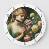 vrouw met bloemen grote klok (Voorkant)