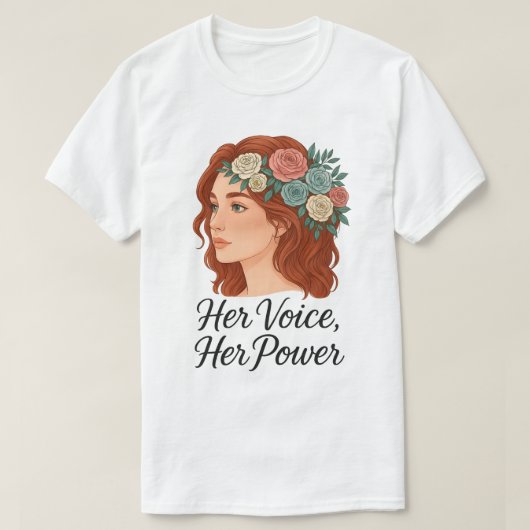 Vrouw met Bloemen Hoofdstuk, Vrouw Empowerment T-shirt (Design voorkant)