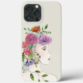Vrouw met bloemen illustratie Case-Mate iPhone case (Achterkant)