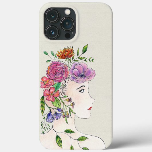 Vrouw met bloemen illustratie Case-Mate iPhone case (Achterkant)