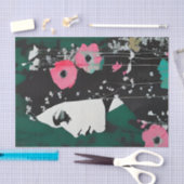 Vrouw met bloemen in haar haar Decoupage Tissuepapier (Craft)