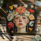 VROUW MET BLOEMEN KAART