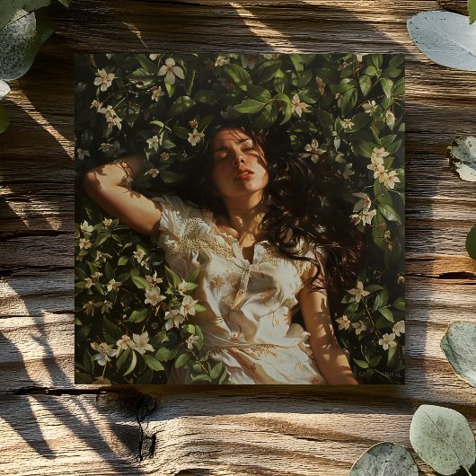 VROUW MET BLOEMEN KAART