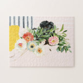 Vrouw met bloemen legpuzzel (Horizontaal)