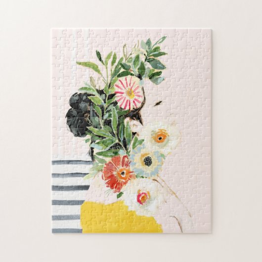 Vrouw met bloemen legpuzzel (Verticaal)