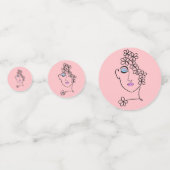 Vrouw met Bloemen Lijn Art Roze Confetti (Achterkanten)