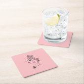 Vrouw met Bloemen Lijn Art Roze Kartonnen Onderzetters (Insitu)