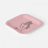 Vrouw met Bloemen Lijn Art Roze Papieren Bordje (Gebogen)