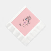 Vrouw met Bloemen Lijn Art Roze Servet (Hoek)