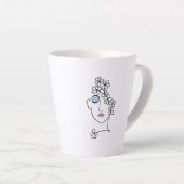 Vrouw Met Bloemen Lijn Kunst Latte Mok (Rechterhoek)