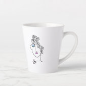 Vrouw Met Bloemen Lijn Kunst Latte Mok (Rechts)
