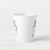 Vrouw Met Bloemen Lijn Kunst Latte Mok (Voorkant)