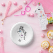 Vrouw Met Bloemen Lijn Kunst Papieren Kommen (Feest)