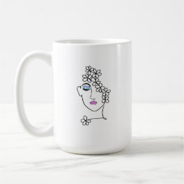 Vrouw met Bloemen Line Art Koffiemok