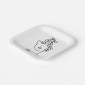 Vrouw met Bloemen Line Art Papieren Bordje (Gebogen)