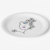 Vrouw met Bloemen Line Art Papieren Bordje (Gekanteld)