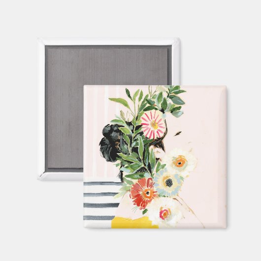 Vrouw met bloemen magneet (Voorkant / Achterkant)