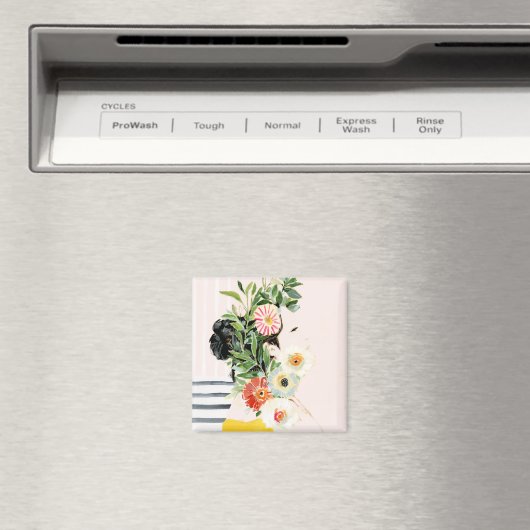 Vrouw met bloemen magneet (Insitu (Vaatwasser))