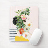 Vrouw met bloemen muismat (Met muis)