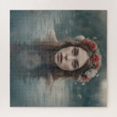 Vrouw met bloemen op haar hoofd Drijvend in een vi Legpuzzel (Horizontaal)