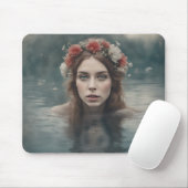 Vrouw met bloemen op haar hoofd Drijvend in een vi Muismat (Met muis)