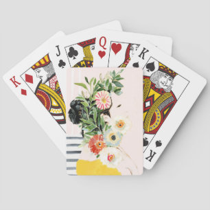 Vrouw met bloemen pokerkaarten