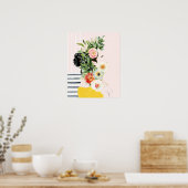 Vrouw met bloemen poster (Keuken)