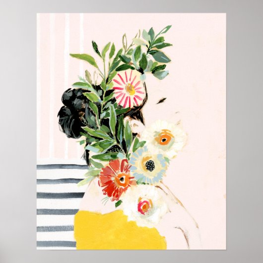 Vrouw met bloemen poster (Voorkant)