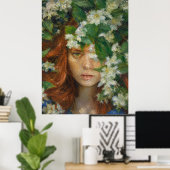 Vrouw met Bloemen Poster (Thuiskantoor)