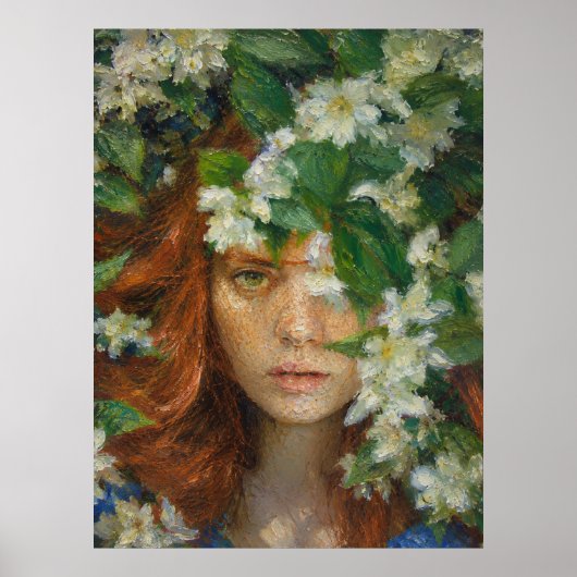 Vrouw met Bloemen Poster (Voorkant)