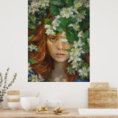 Vrouw met Bloemen Poster (Keuken)