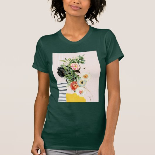 Vrouw met bloemen t-shirt (Voorkant)