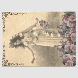 Vrouw met Bloemen Weefseldocument Tissuepapier