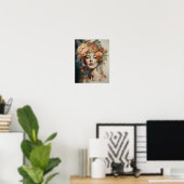 Vrouw met bloemenhoofd Art Print Poster (Thuiskantoor)