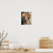 Vrouw met bloemenhoofd Art Print Poster (Keuken)