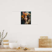 Vrouw met bloemenhoofd Art Print Poster (Keuken)
