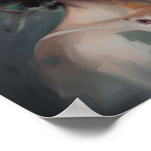 Vrouw met bloemenhoofd Art Print Poster (Hoek)