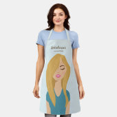 Vrouw Met Blond Haar Bij Kapsalon Kapster Schort (Gedragen)
