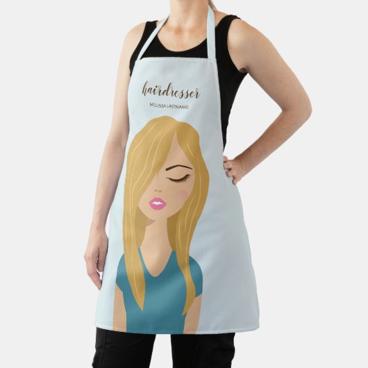 Vrouw Met Blond Haar Bij Kapsalon Kapster Schort (Insitu)