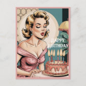 Vrouw met blond haar uit de jaren 50 in retro stij briefkaart (Voorkant)