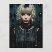 Vrouw met blond haar zwart jurkje briefkaart (Voorkant)