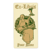 Vrouw met Boek & Vogel Ex Libris Sjabloon Etiket (Voorkant)